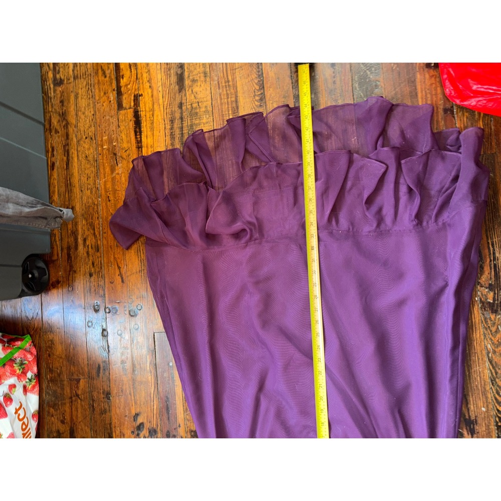 Vintage Deadstock Y2K Bridesmaid Dress Eggplant Beaded Strapless Ruffle Sz 14 - Picture 13 of 13